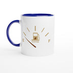 Coffee Fuel Gauge - White 11oz Ceramic Mug with Colour Inside Ceramic Blue Colour 11oz Mug Coffee Globally Fulfilled