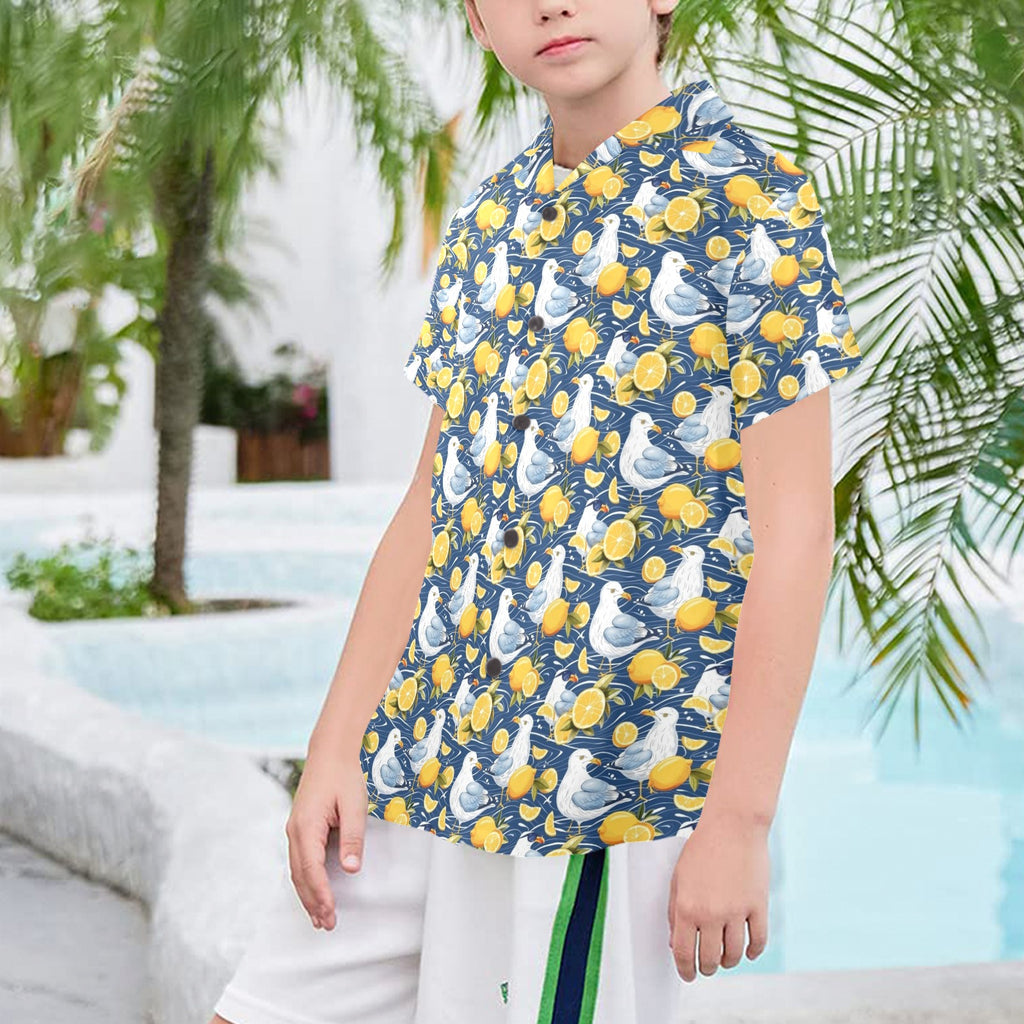 Lemon Seagull Senior Kids Hawaiian Shirt