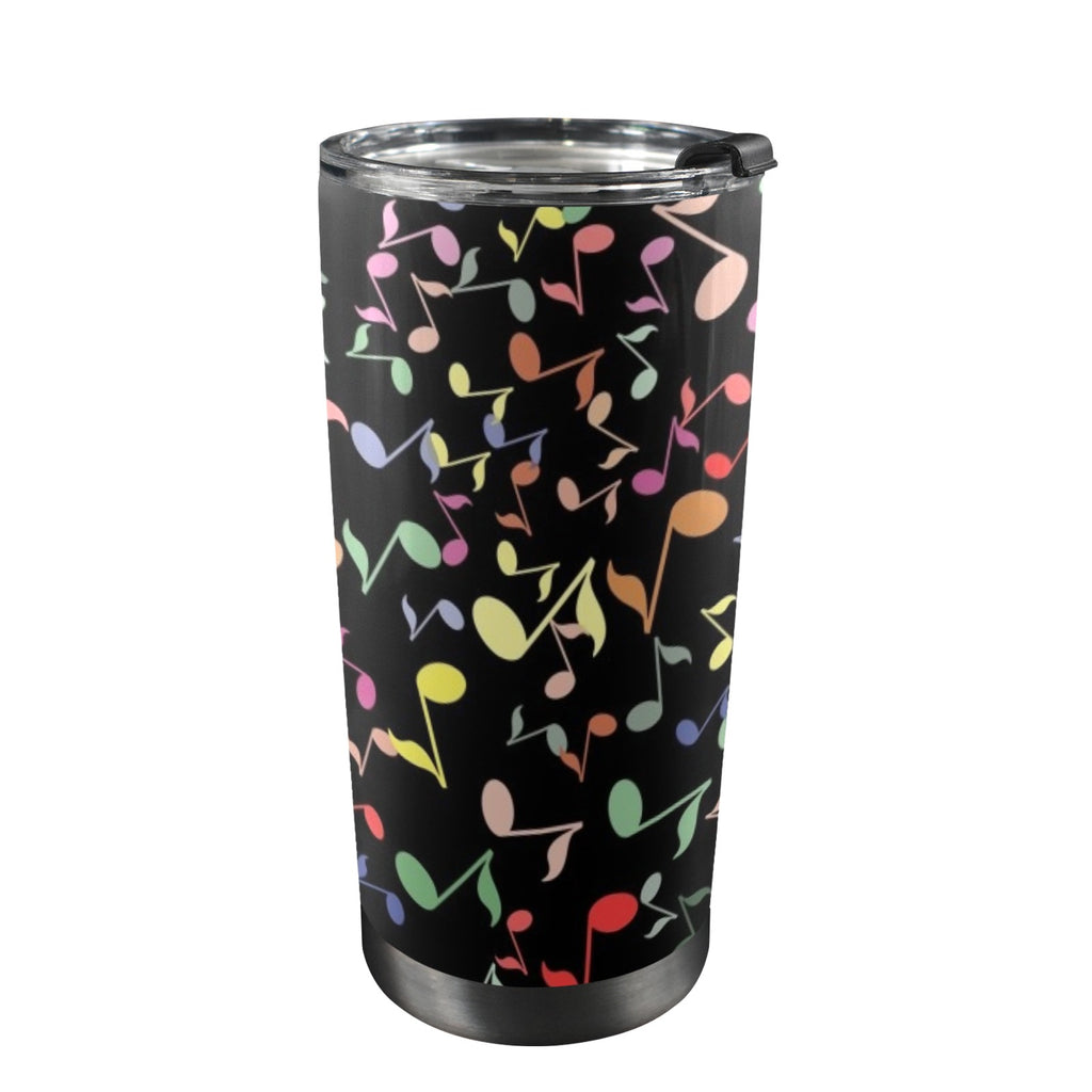 Quavers, Music Notes - 20oz Mobile Tumbler with Lid (Black Lock) One Size 20oz Travel Mug Music Printed Offshore