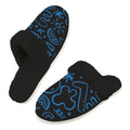 Blue Squiggle Men's Fur Trim Thick-Sole Indoor Slippers 2XL Men's Fur Trimmed Slippers Printed Offshore