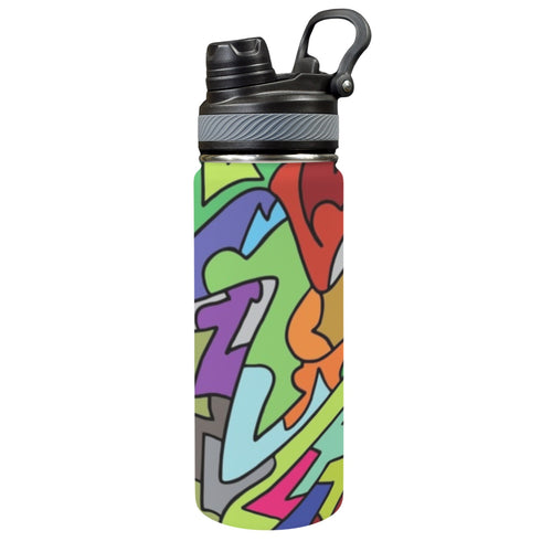 Bright Abstract - Insulated Water Bottle with Dual-Use Lid (18oz) One Size Insulated Water Bottle with Dual-Use Lid (18oz) Printed Offshore