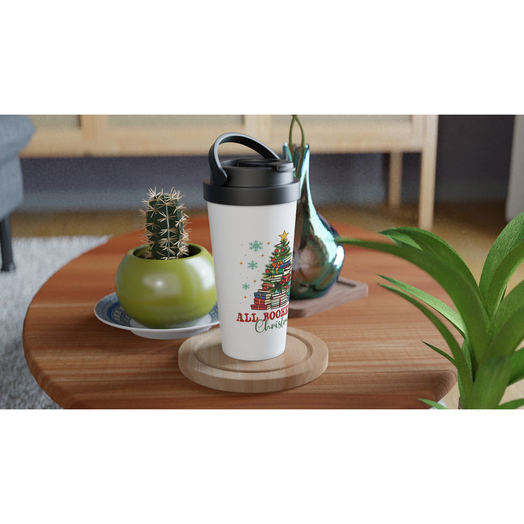 All Booked For Christmas White 15oz Stainless Steel Travel Mug Travel Mug