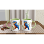 Kingfisher, Australian Birds - 11oz Ceramic Mug With Colour Inside Colour 11oz Mug animal Globally Fulfilled