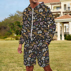 Retro Music Mix Men's Lightweight Sun Hoodie & Shorts Set Men's Lightweight Sun Hoodie & Shorts Music Printed Offshore Retro