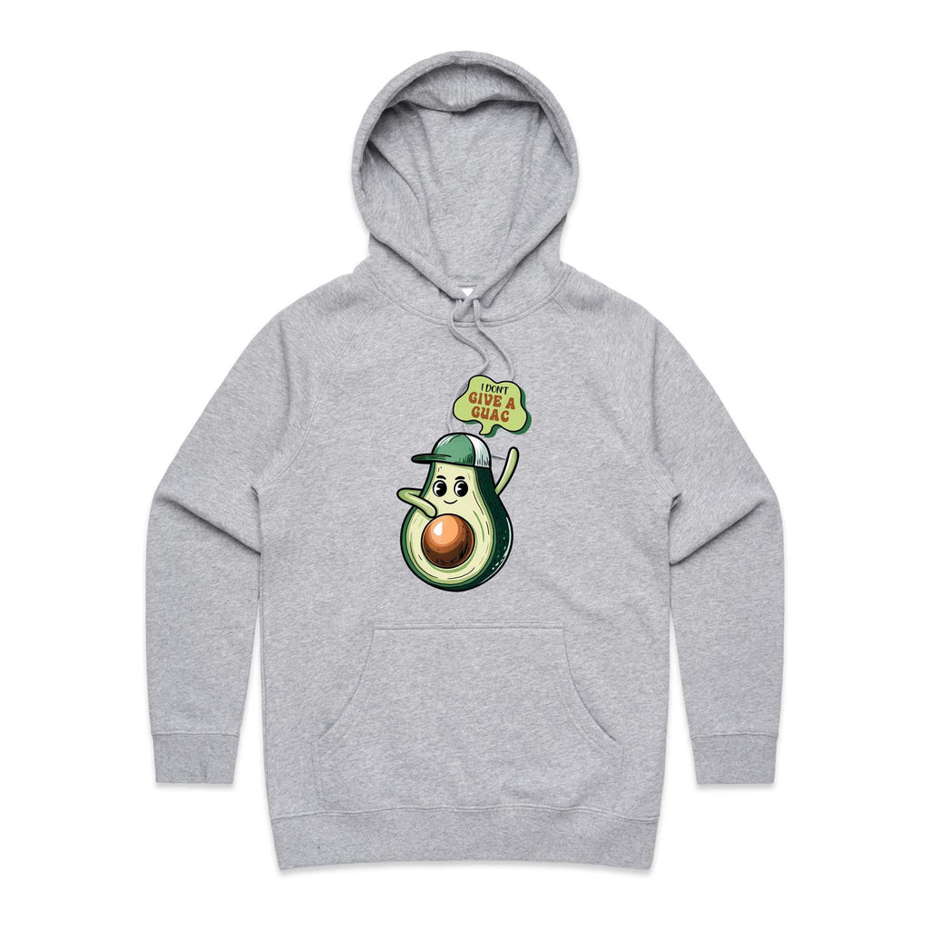 Avocado, I Don't Give A Guac - Womens Hoodie Grey Marle Womens Hoodie Food Printed In Australia