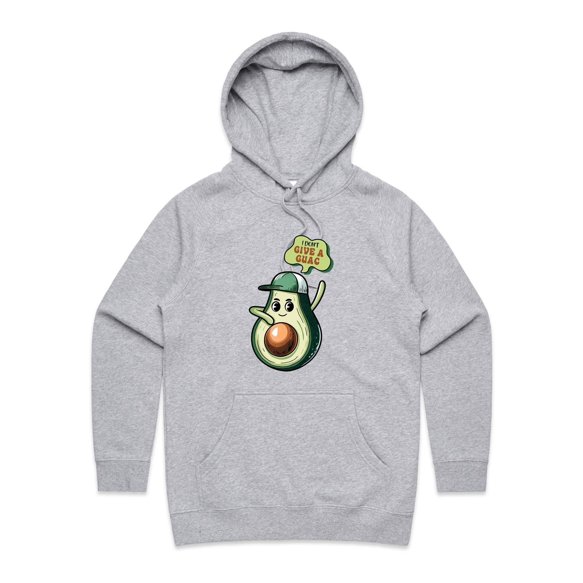 Avocado, I Don't Give A Guac - Womens Hoodie Grey Marle Womens Hoodie Food Printed In Australia