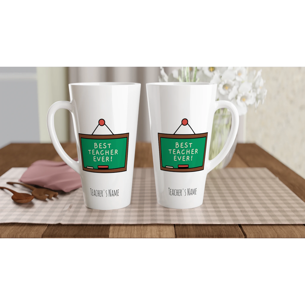Best Teacher Ever, Blackboard White Latte 17oz Ceramic Mug Latte Mug