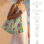 Tropical Flowers On White Beach Chair Towel Cover with Side Pockets
