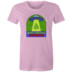 Merry Christmas Earthlings, UFO - Womens T-shirt Pink Womens Christmas T-shirt Christmas Printed In Australia