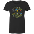 Stay Natural - Womens T-shirt Black Womens T-shirt Plants Printed In Australia