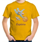 Explore Space - Kids Youth T-Shirt Gold Kids Youth T-shirt Printed In Australia Space