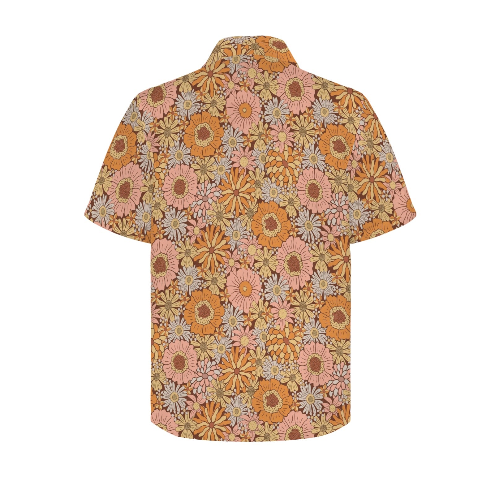 Orange Retro Floral Men's Hawaiian Shirt