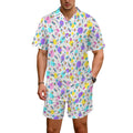 80's Grid Men's Hawaiian Shirt & Shorts Set Men's Hawaiian Shirt & Shorts Set Printed Offshore Retro