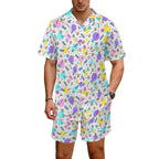 80's Grid Men's Hawaiian Shirt & Shorts Set Men's Hawaiian Shirt & Shorts Set Printed Offshore Retro