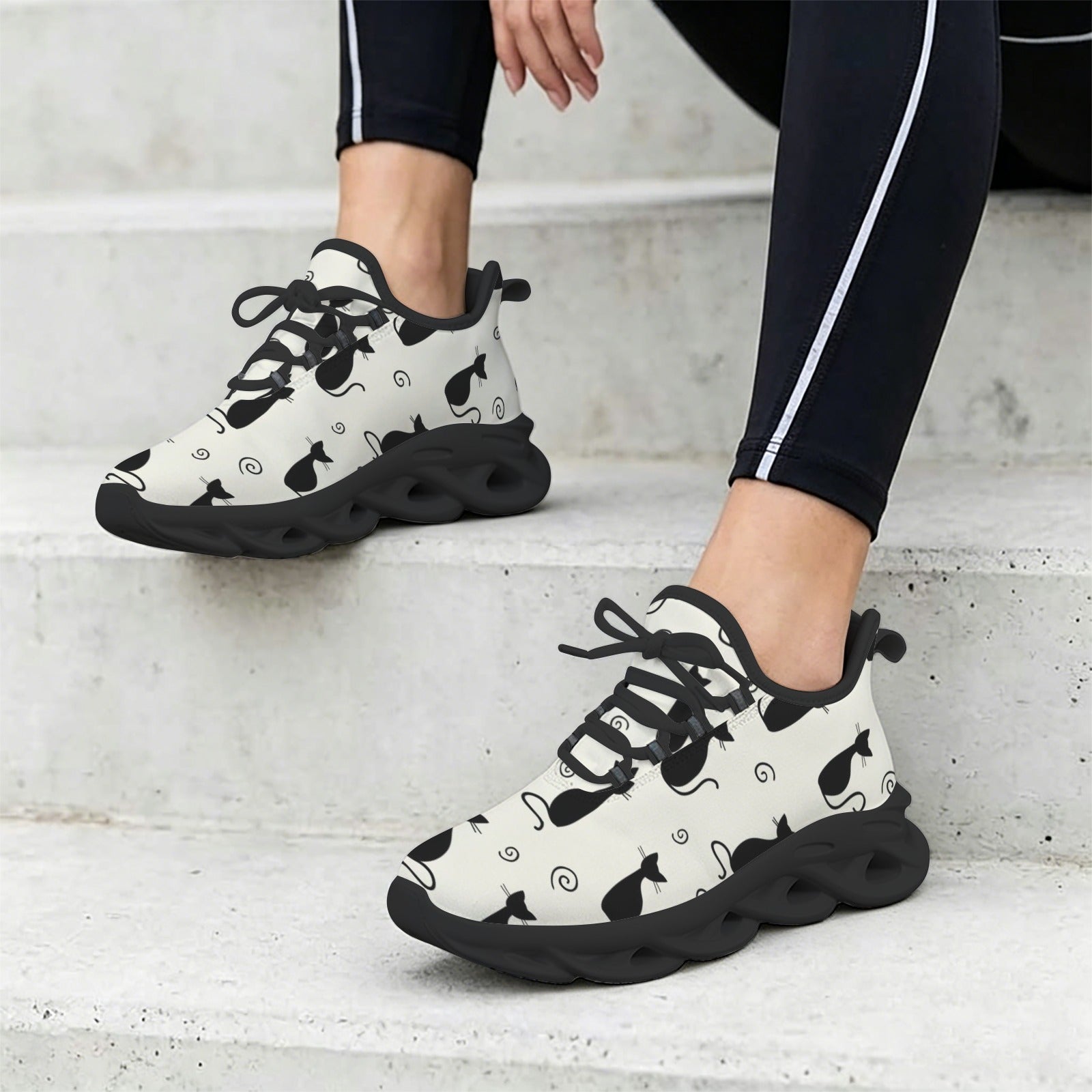 Black Cats Women's Twisted Sole Sneakers