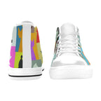 Colourful Chess - Kids High Top Canvas Shoes