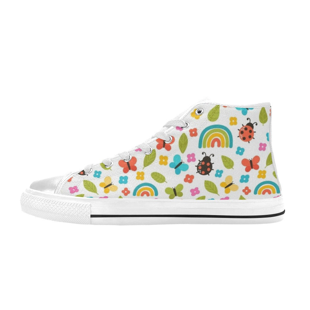 Ladybugs And Rainbows - Kids' High Top Canvas Shoes US6Y Kids High Top Canvas Shoes animal Printed Offshore