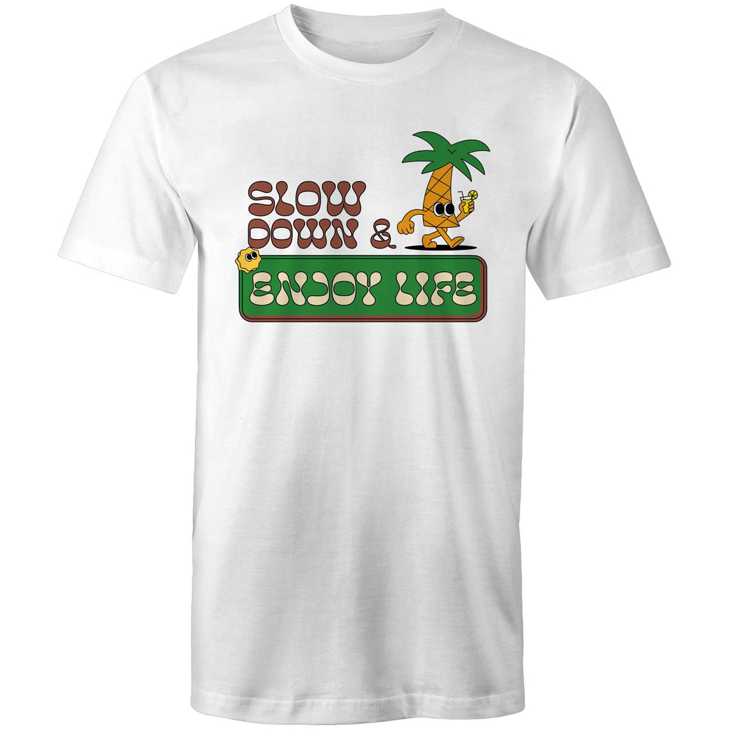 Slow Down And Enjoy Life - Mens T-Shirt White Mens T-shirt Printed In Australia Summer