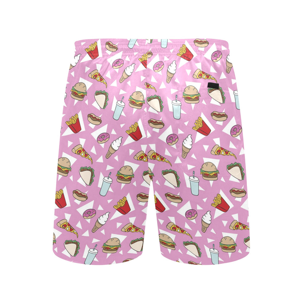 Fast Food Men's Mid-Length Beach Shorts Men's Mid-Length Beach Shorts Food Printed Offshore