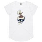 Coffee Skull - Womens Scoop Neck T-Shirt White Womens Scoop Neck T-shirt Coffee Printed In Australia
