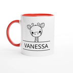 Personalise - Giraffe Name - 11oz Ceramic Mug Ceramic Red Personalised 11oz Mug animal customise Globally Fulfilled Name personalise