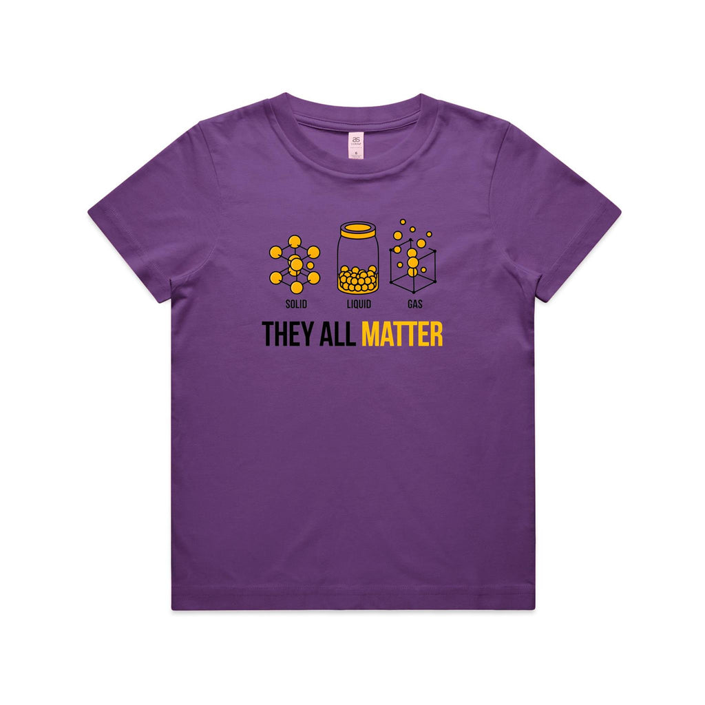They All Matter Solid Liquid Gas Kids AS Colour T-shirt Purple Kids Youth T-shirt Printed In Australia Science