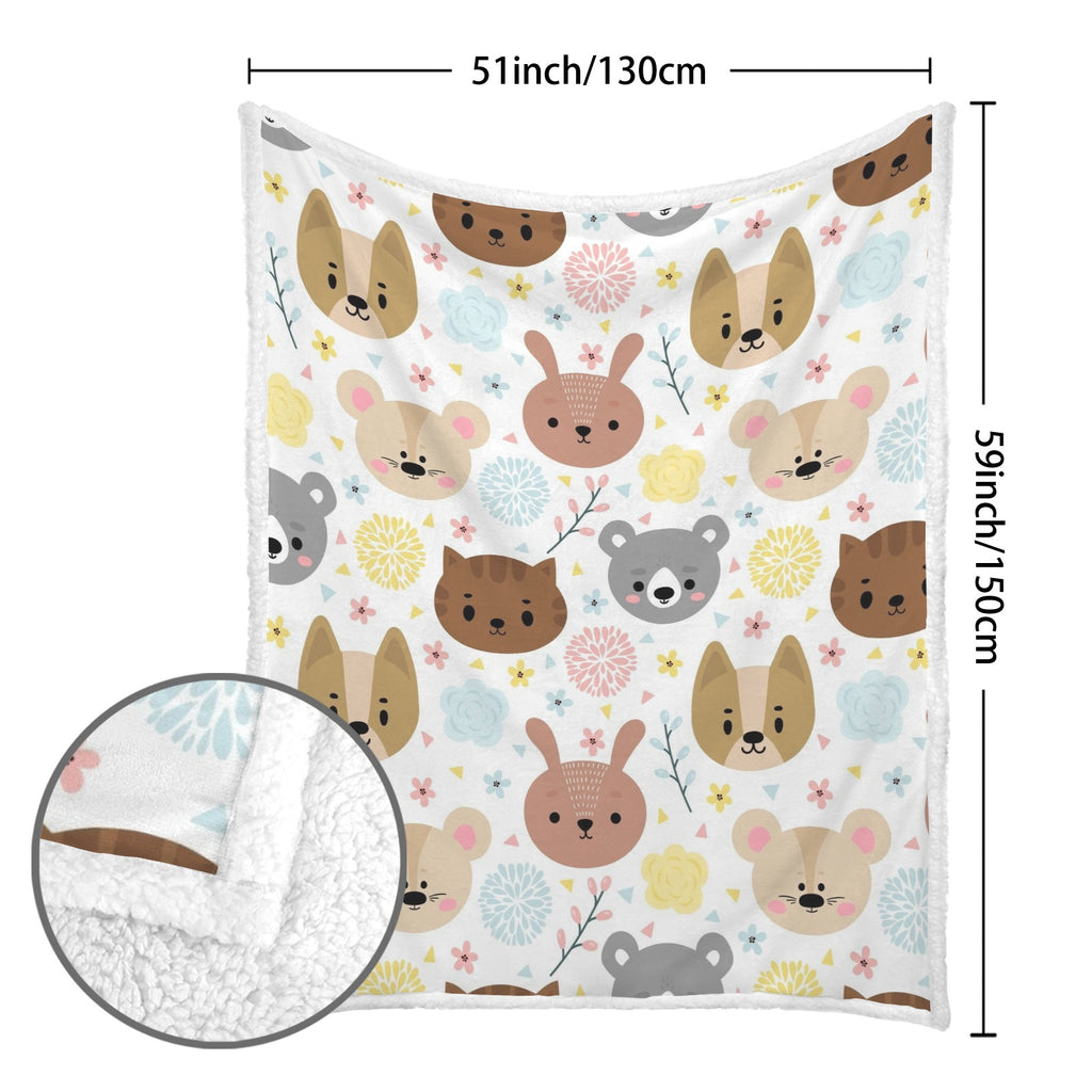 Baby Animals - Double-Layer Fleece Blanket 51"x59"