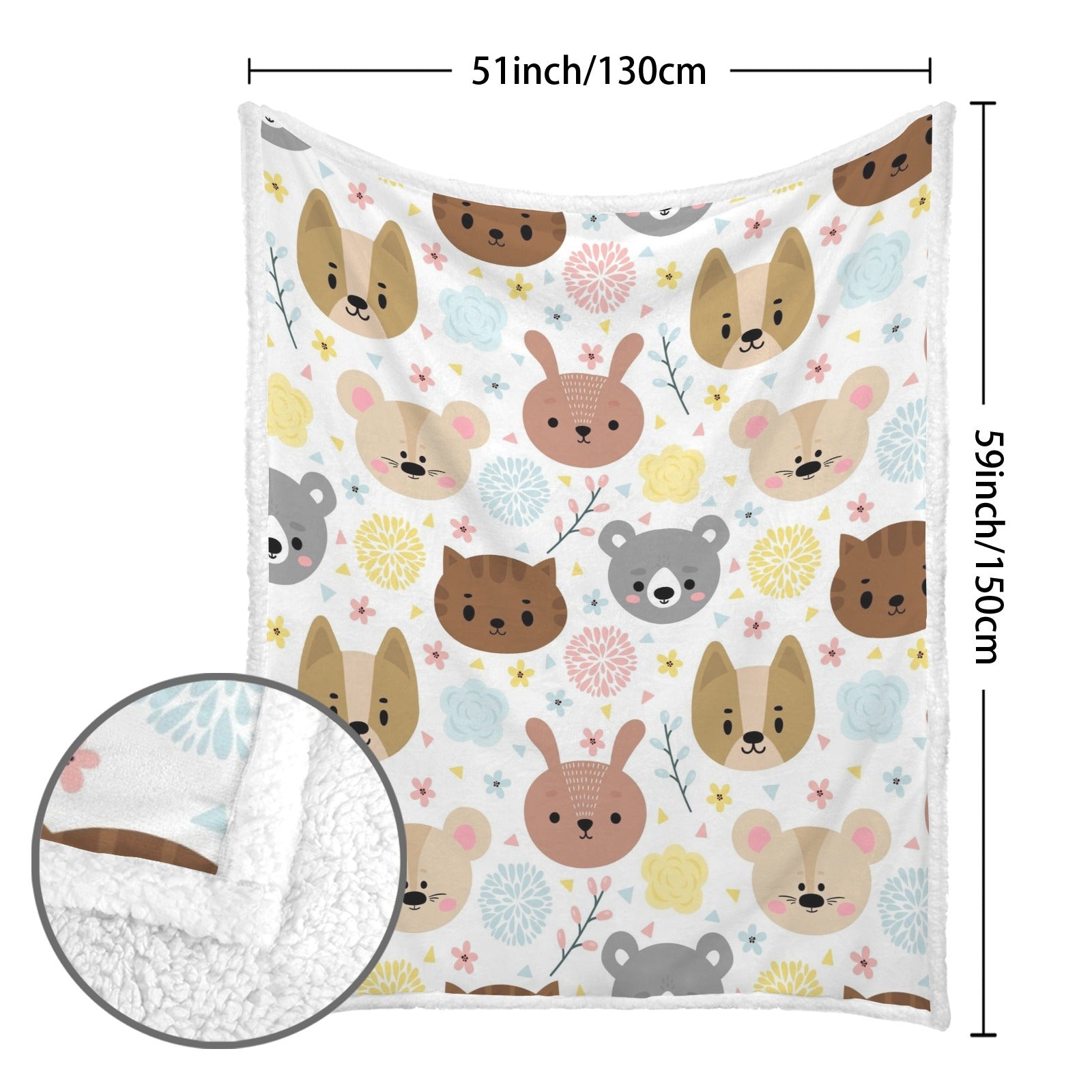 Baby Animals - Double-Layer Fleece Blanket 51"x59"