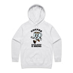 Coffee, Because Murder Is Wrong - Womens Hoodie White Marle Womens Hoodie Coffee Printed In Australia