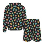 Colourful Cassettes Men's Lightweight Sun Hoodie & Shorts Set Men's Lightweight Sun Hoodie & Shorts Music Printed Offshore Retro