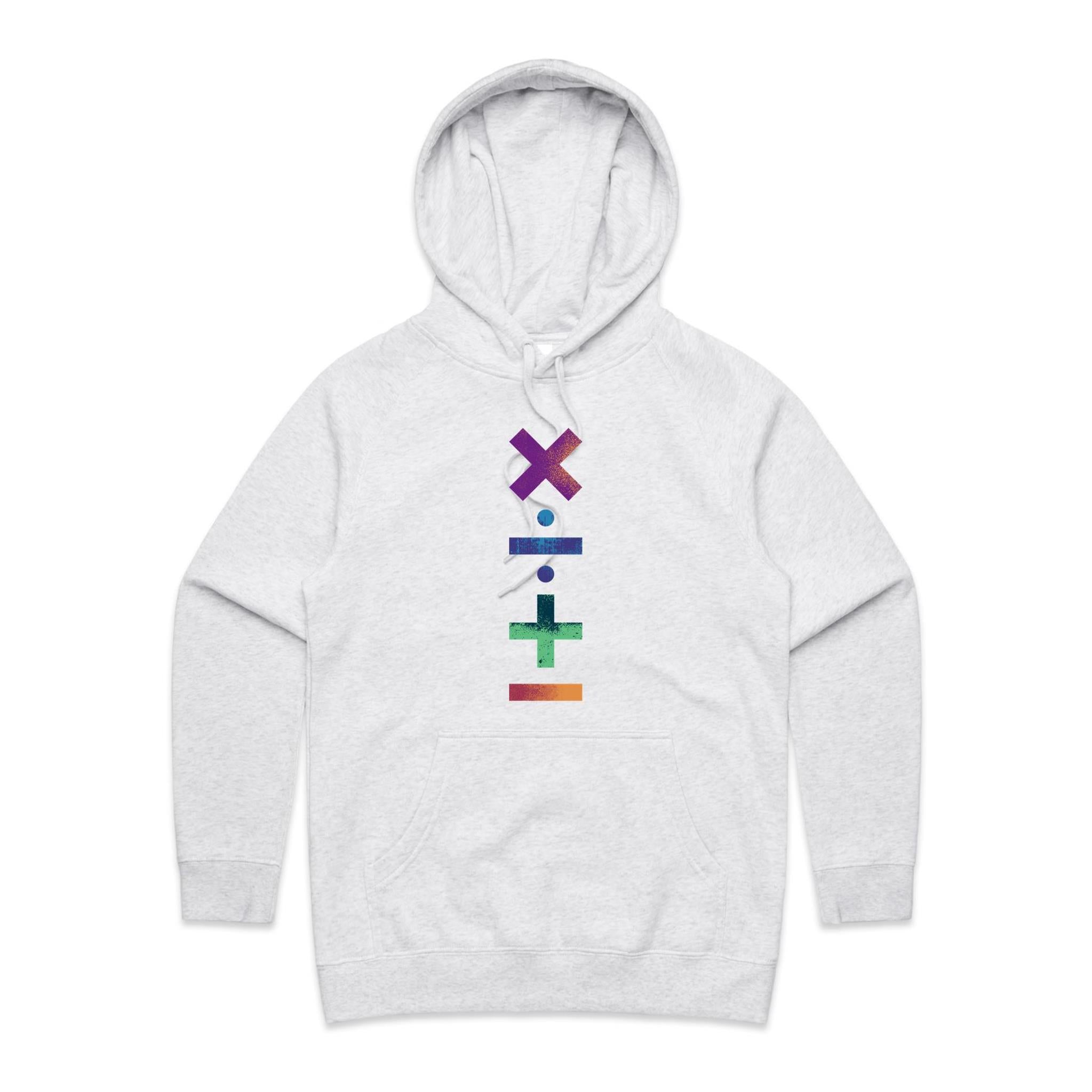 Maths Symbols - Womens Hoodie White Marle Womens Hoodie Maths Printed In Australia