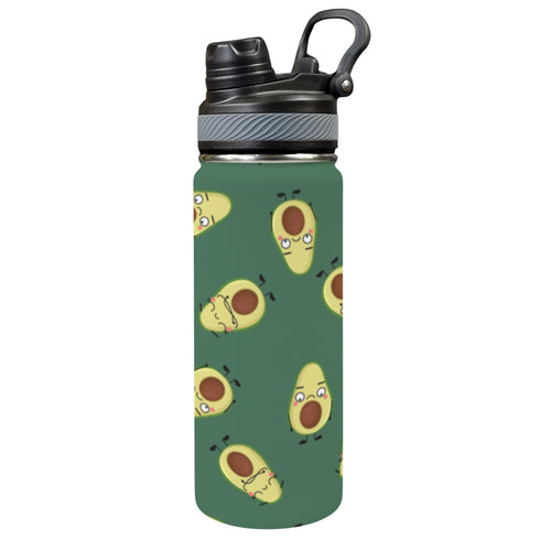 Avocado Characters - Insulated Water Bottle with Dual-Use Lid (18oz) One Size Insulated Water Bottle with Dual-Use Lid (18oz) Food Printed Offshore