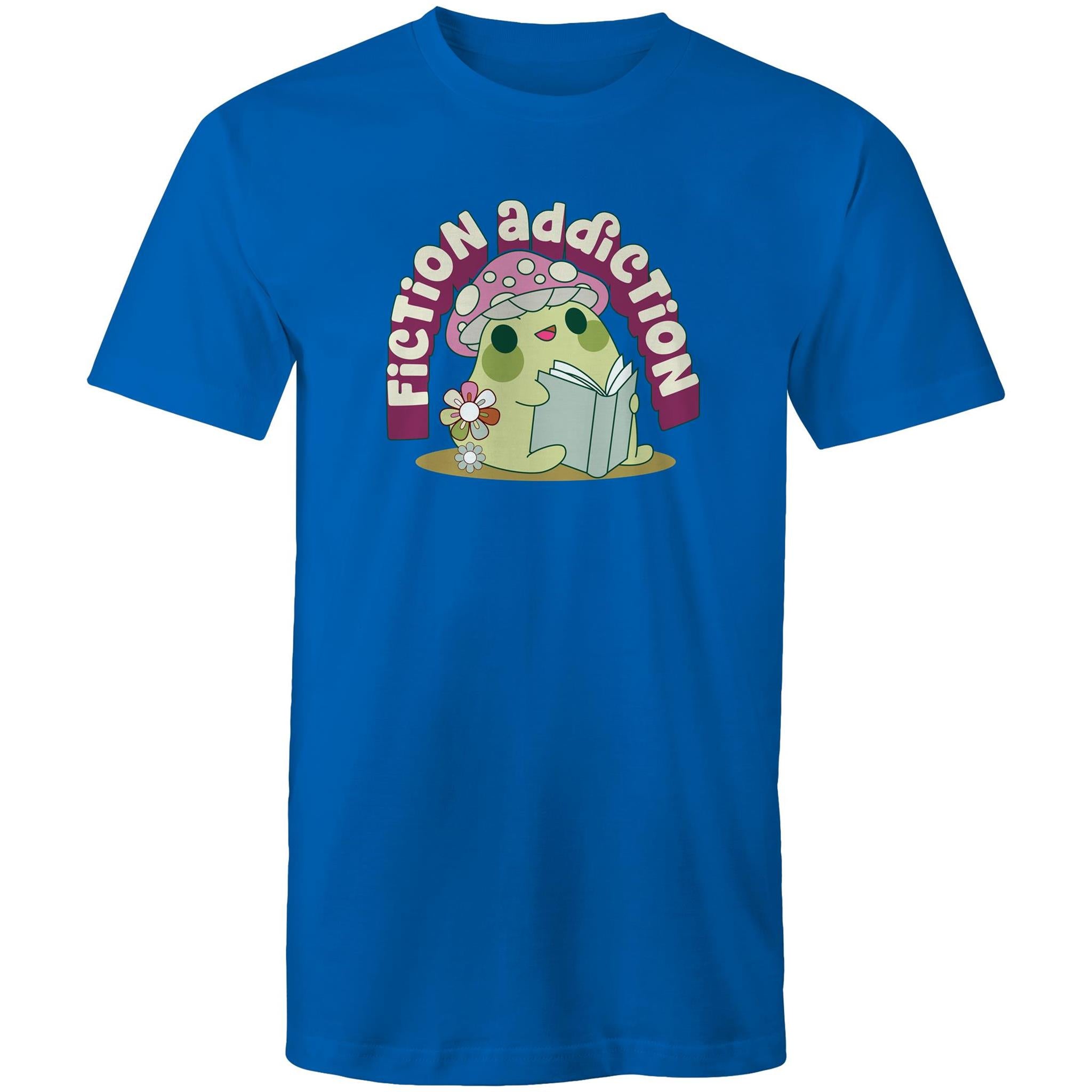 Fiction Addiction - Mens T-Shirt Bright Royal Mens T-shirt Printed In Australia Reading