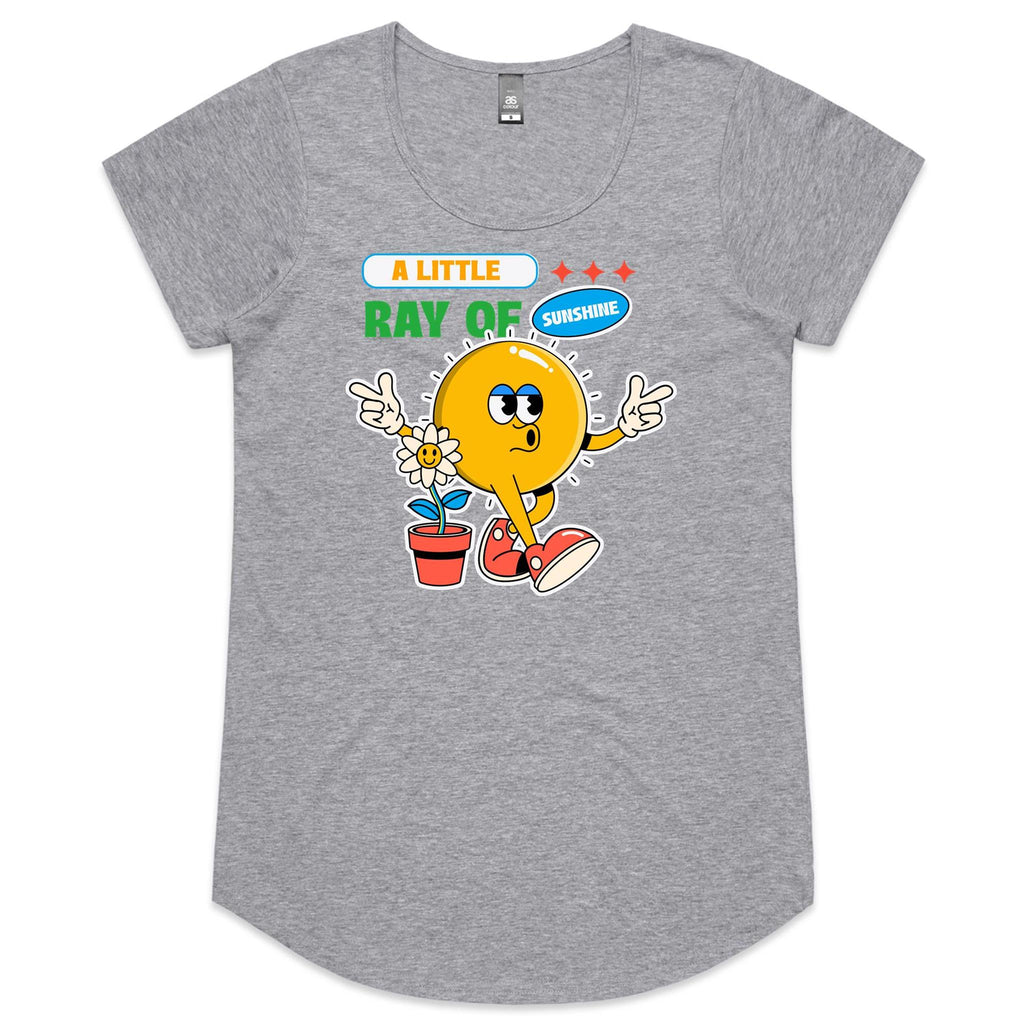 A Little Ray Of Sunshine - Womens Scoop Neck T-Shirt Grey Marle Womens Scoop Neck T-shirt Positivity Printed In Australia