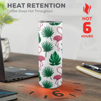 Flamingo Leaves - 20oz Tall Skinny Tumbler with Lid and Straw