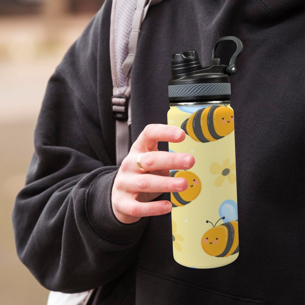 Bright Bees - Insulated Water Bottle with Dual-Use Lid (18oz) Insulated Water Bottle with Dual-Use Lid (18oz) animal Printed Offshore