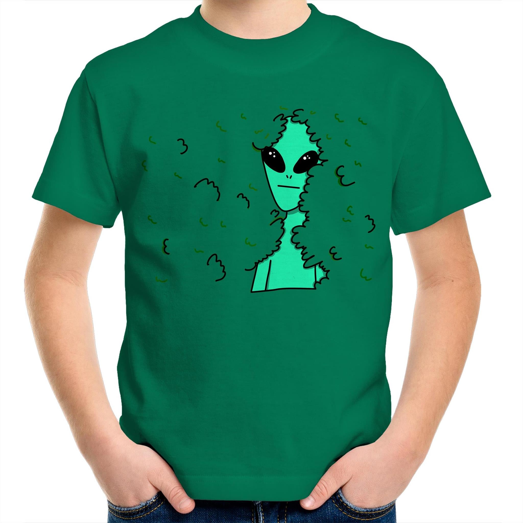 Alien Hedge - Kids Youth T-Shirt Kelly Green Kids Youth T-shirt Printed In Australia Sci Fi