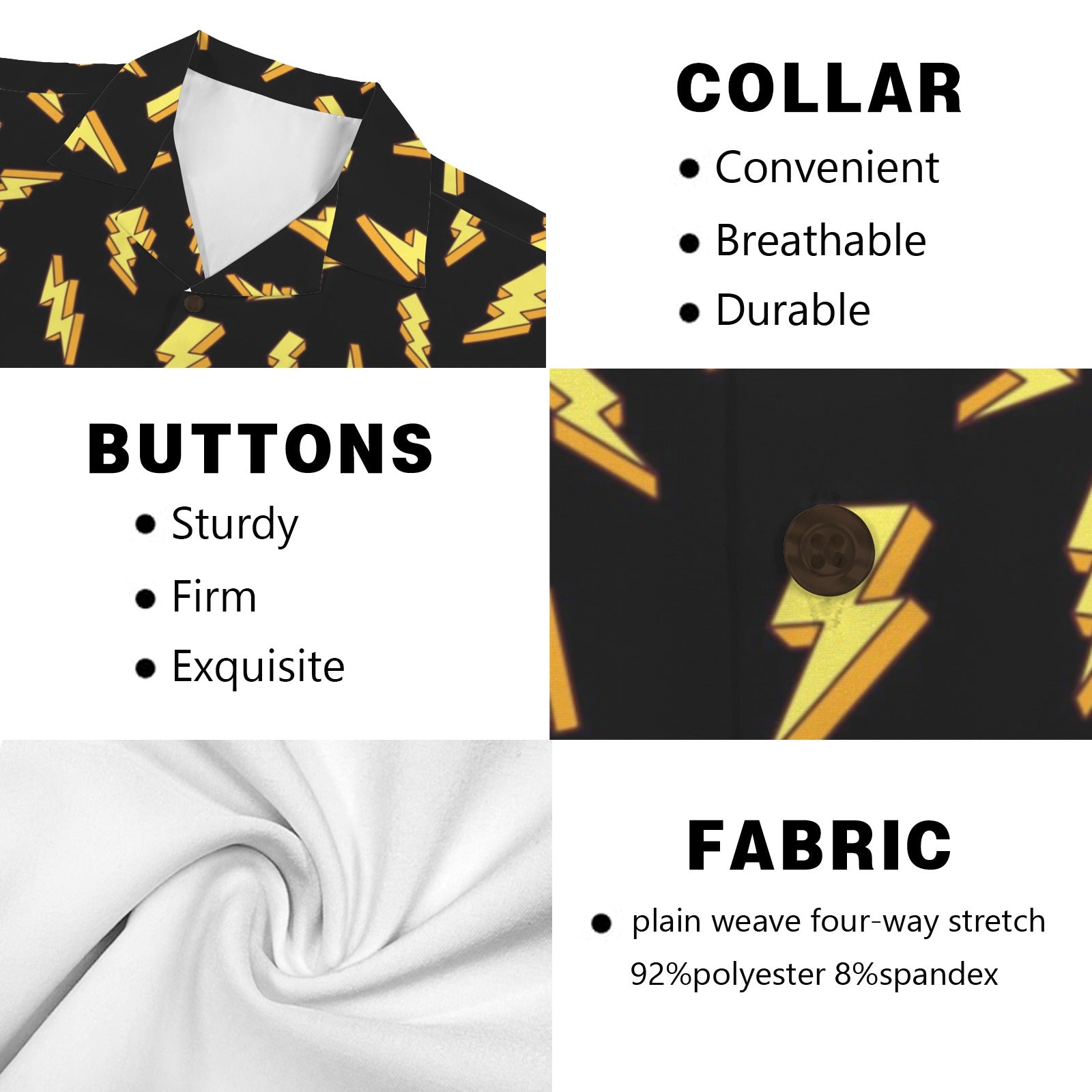 Lightning Bolts Men's Short Sleeve Hawaiian Shirt Men's Hawaiian Shirt (New) comic Printed Offshore
