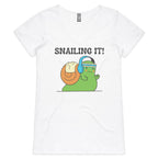 Snailing It, Fitness - Womens V-Neck T-Shirt White Womens Active V-Neck T-shirt Fitness Printed In Australia