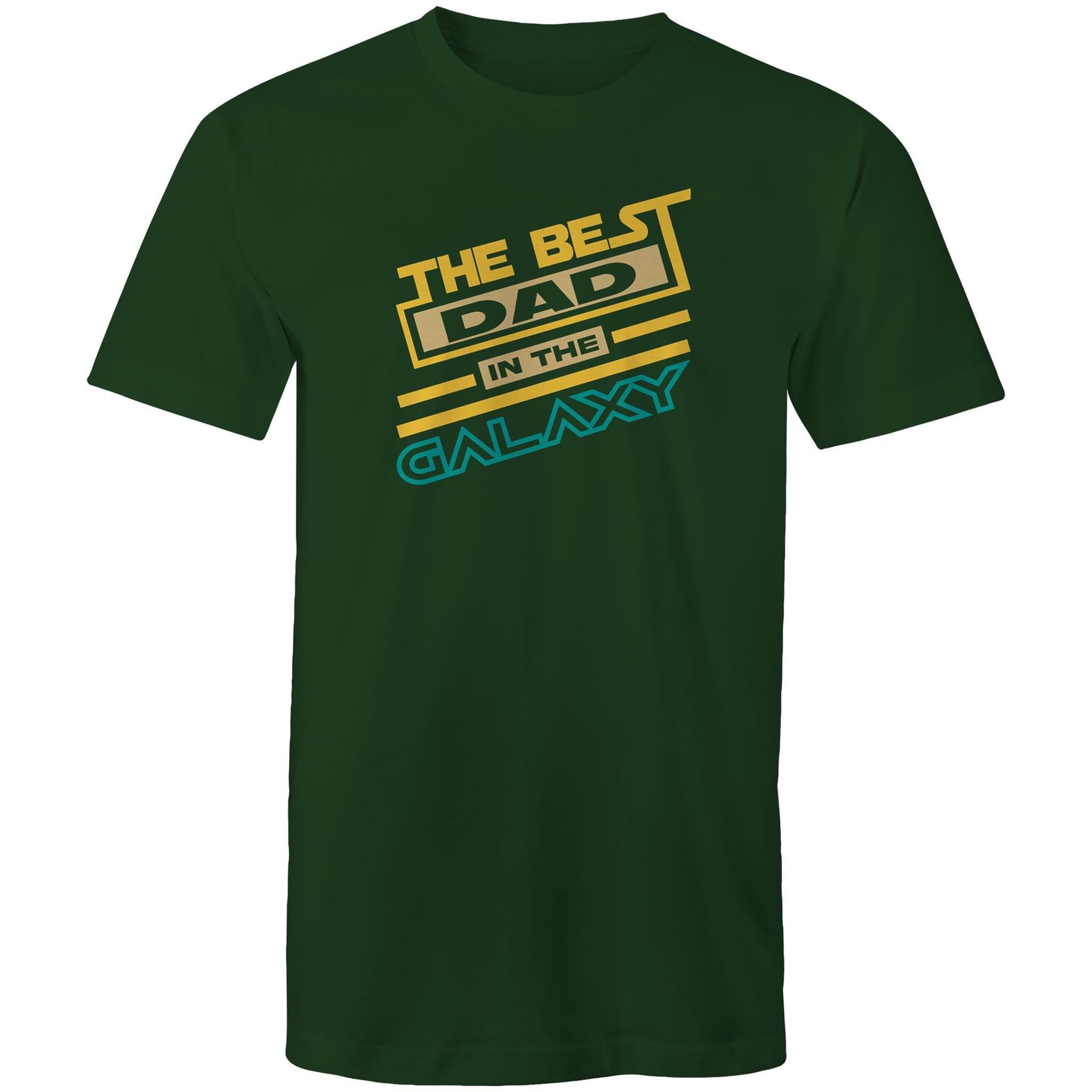 The Best Dad In The Galaxy - Mens T-Shirt Forest Green Mens T-shirt Dad Printed In Australia