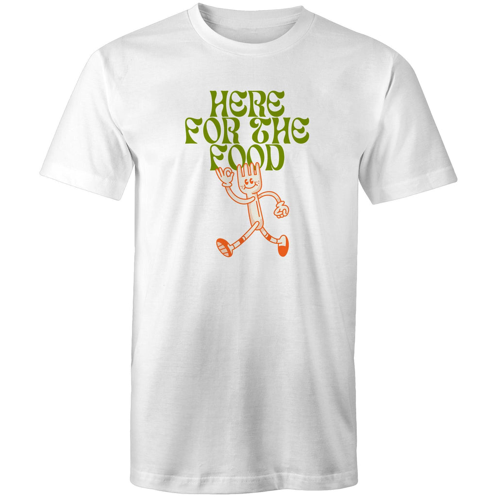 Here For The Food - Mens T-Shirt White Mens T-shirt Food Printed In Australia