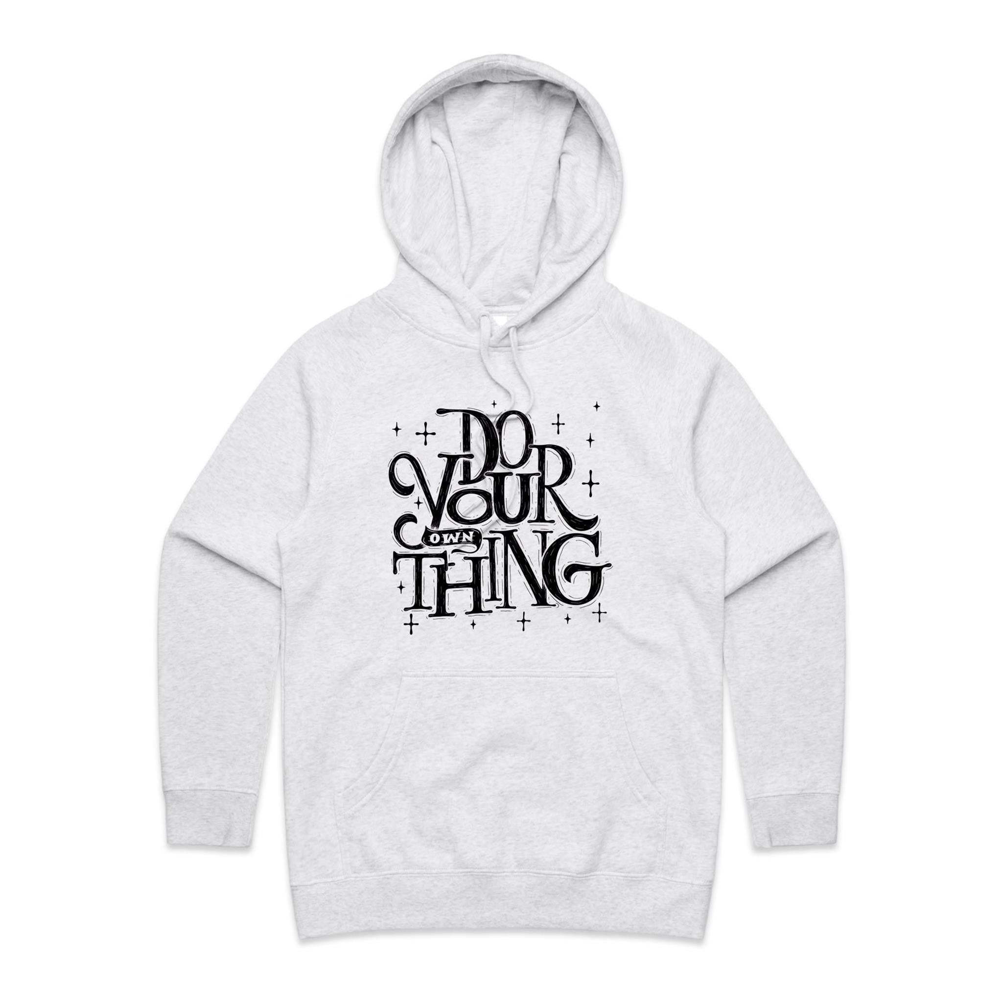 Do Your Own Thing - Womens Hoodie White Marle Womens Hoodie Printed In Australia