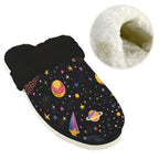 Space Women's Fur Trim Thick-Sole Indoor Slippers Women's Fur Trimmed Slippers Printed Offshore Space