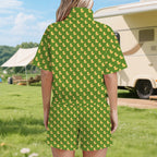 Rubber Ducks On Green Women's Windbreaker Short Set