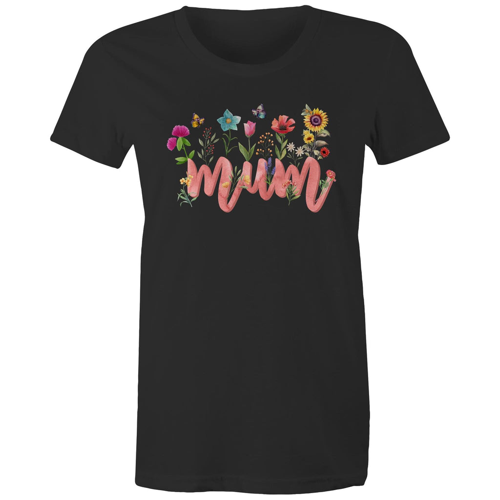 Mum, Flowers And Butterflies - Womens T-shirt