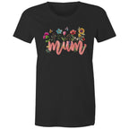 Mum, Flowers And Butterflies - Womens T-shirt