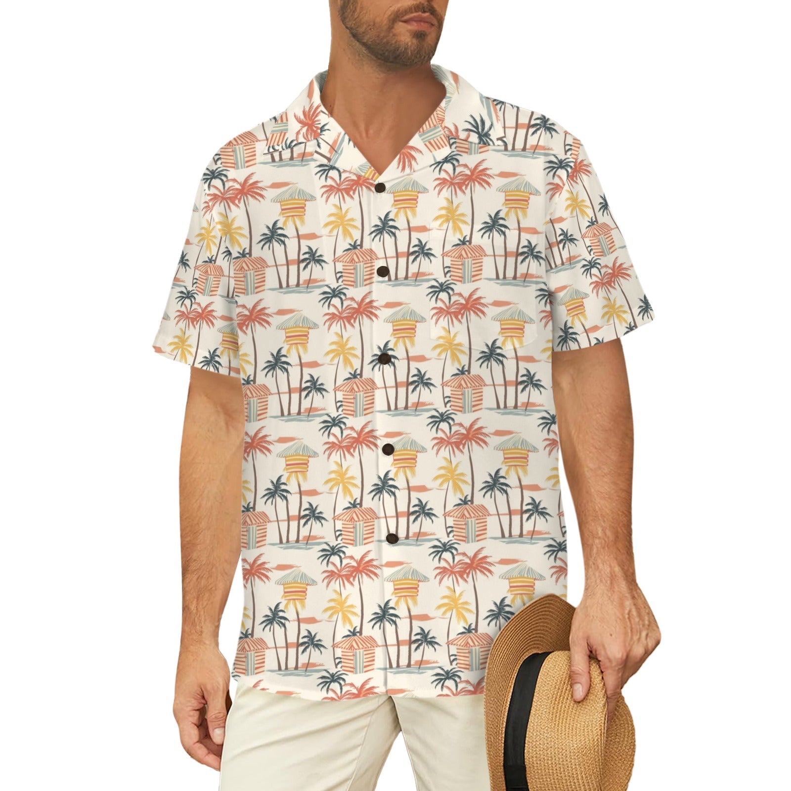 Beach Shack - Men's Short Sleeve Hawaiian Shirt Men's Hawaiian Shirt (New) Printed Offshore Surf