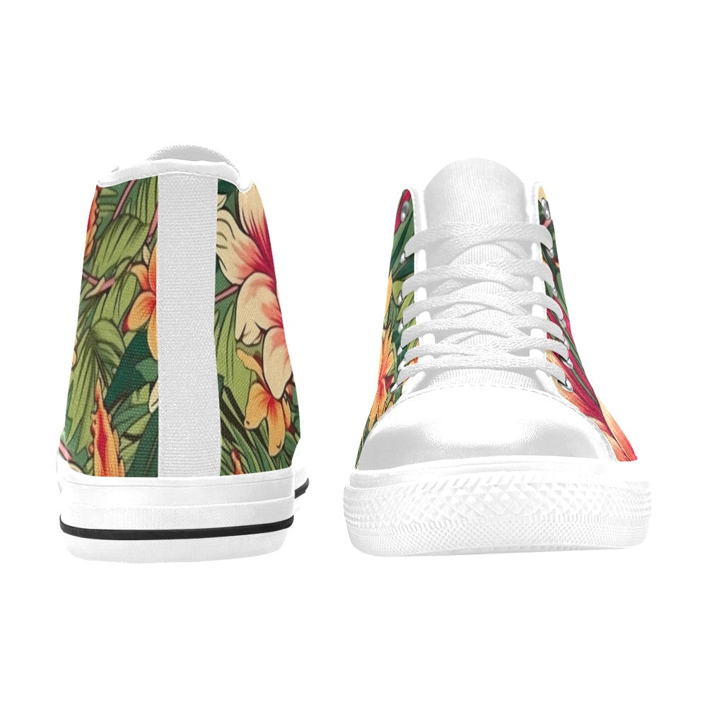 Vintage Hawaiian Floral Kids High Top Canvas Shoes