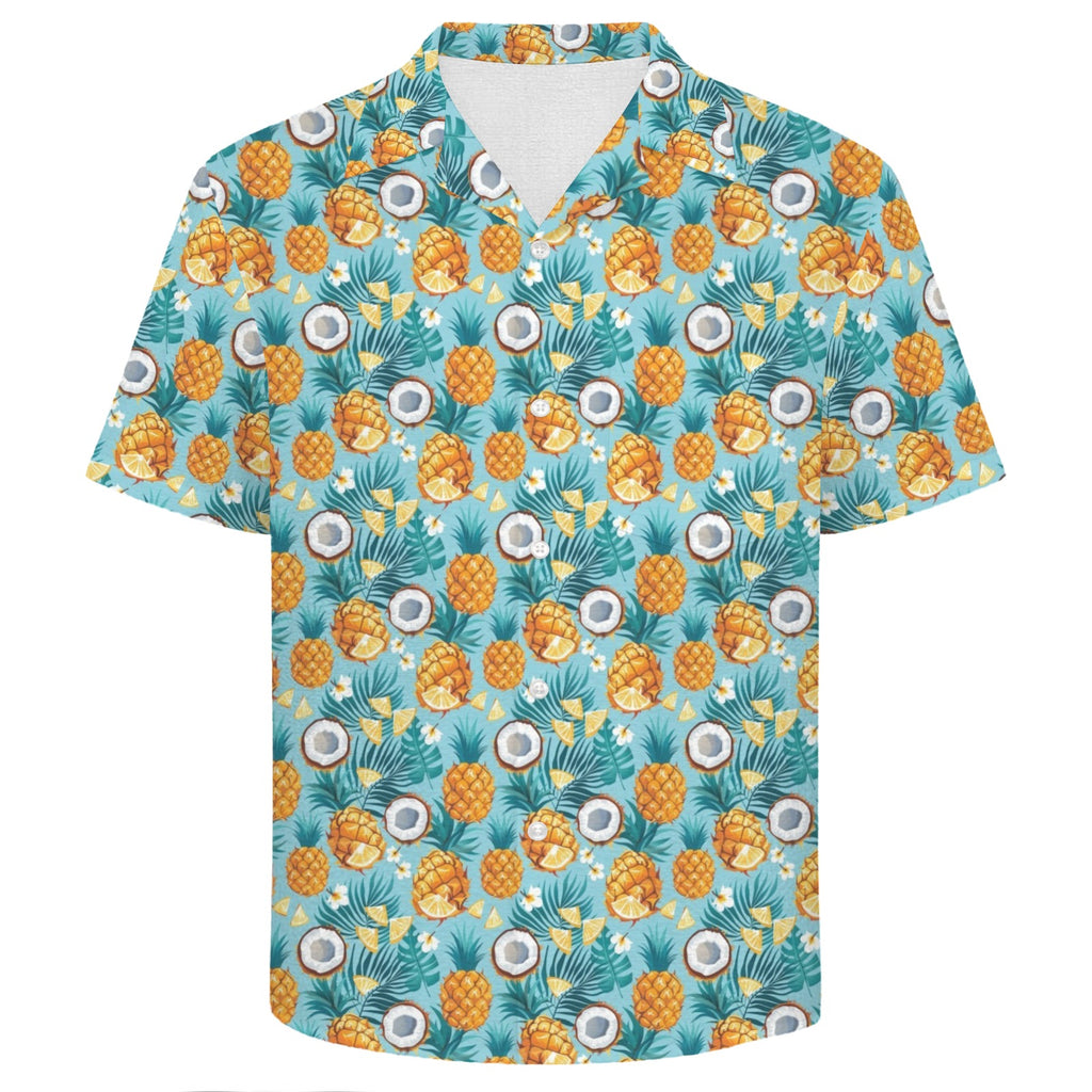 Pineapple Coconut Men's Crinkle Hawaiian Shirt
