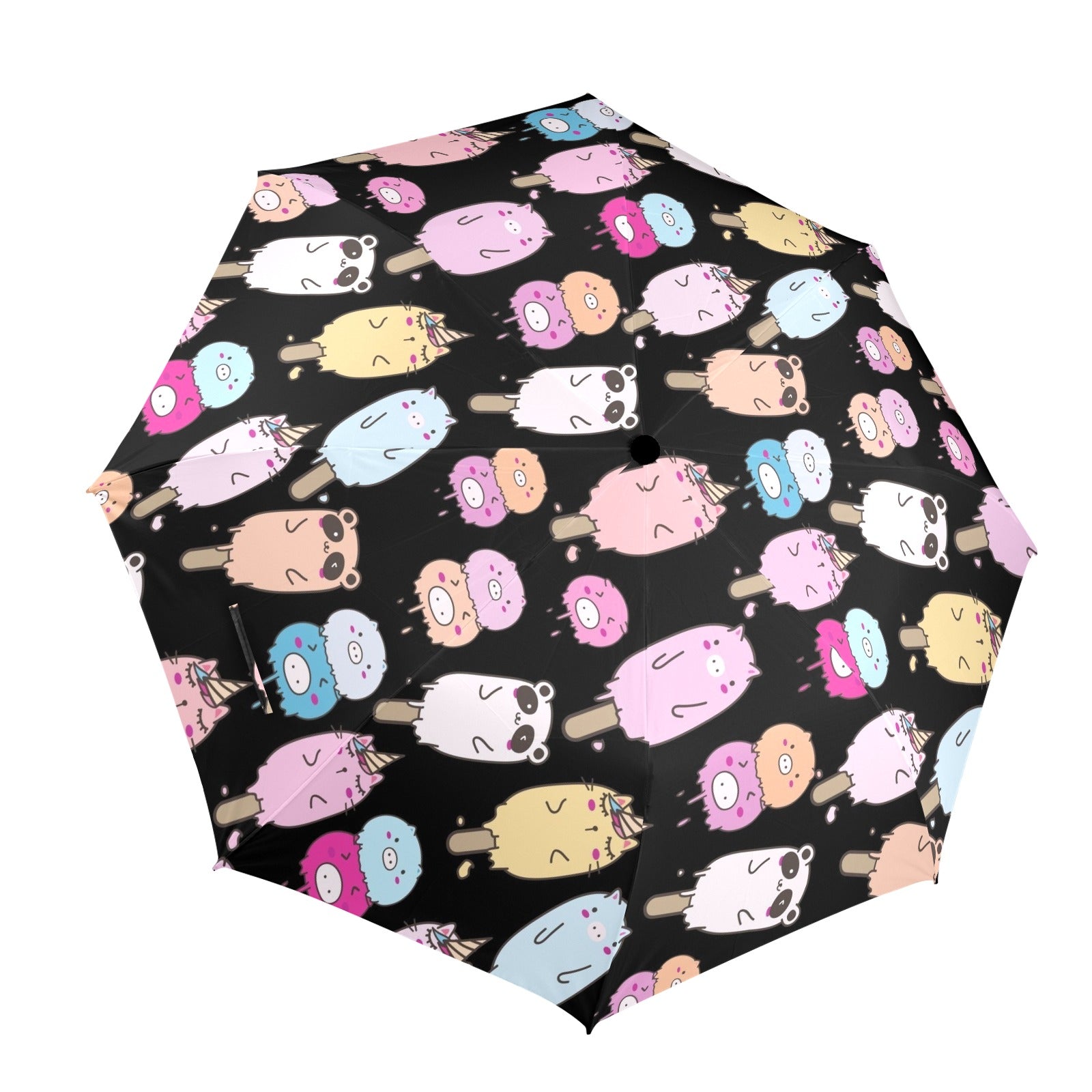 Cute Animal Ice Blocks - Semi-Automatic Foldable Umbrella (Model U12) One Size Semi-Automatic Foldable Umbrella (U12)